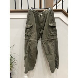 REI Mens Convertible Cargo Hiking Pants Olive Green Zip Off Shorts 34x32